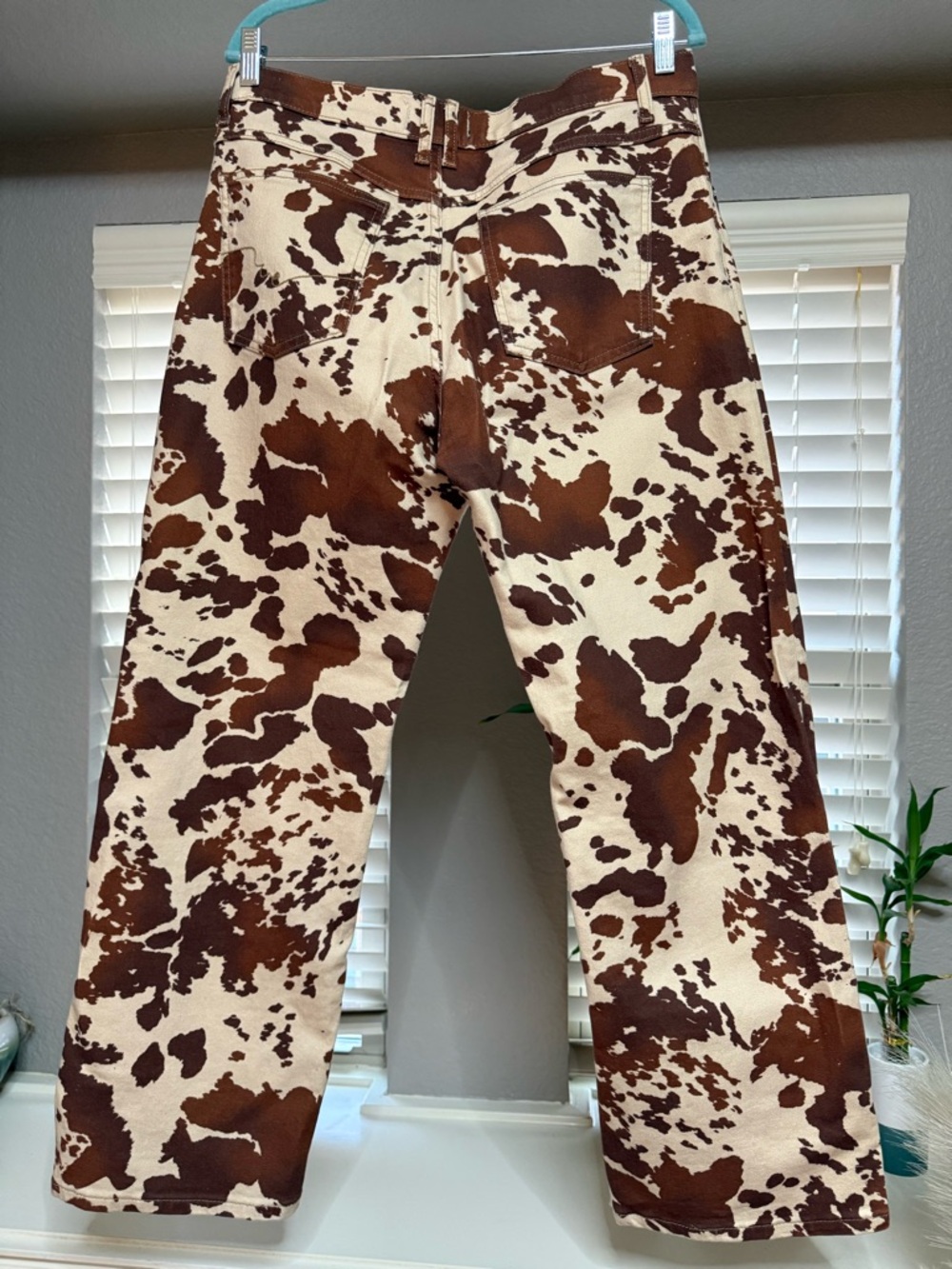 We The Free Brown & Cream Cow Spot Straight Leg Jeans - Picture 2 of 4